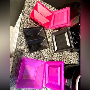 Vintage Tupperware get-to-gather 6 piece vegetable dip bowls trays square 1386